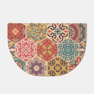 Colorful Patchwork Tile Islamic Motifs Doormat