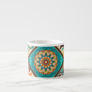 Colorful patchwork tile: Islamic motifs. Espresso Cup