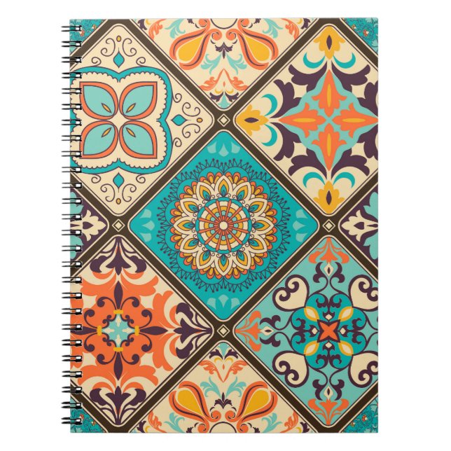 Colorful patchwork tile: Islamic motifs. Notebook (Front)