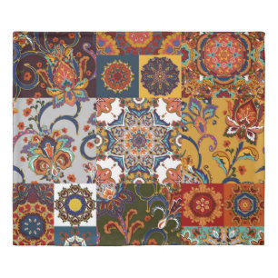 Colorful Patchwork Tile: Majolica Pottery Style Duvet Cover