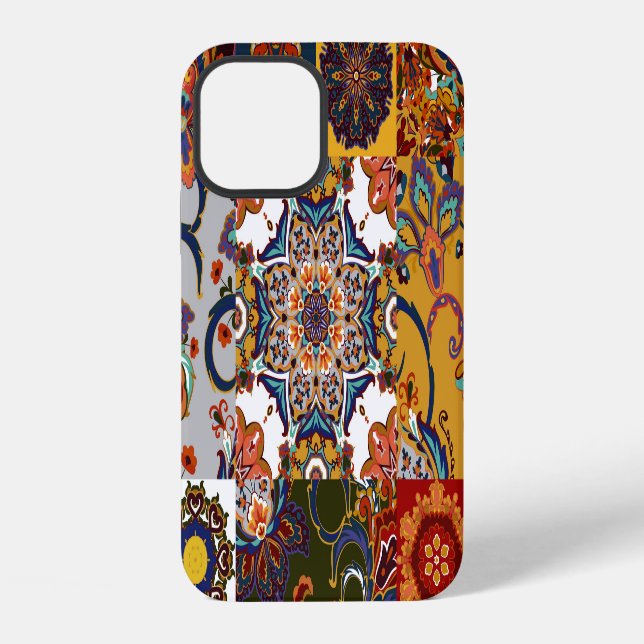Colorful Patchwork Tile: Majolica Pottery Style Iphone Case (Back)