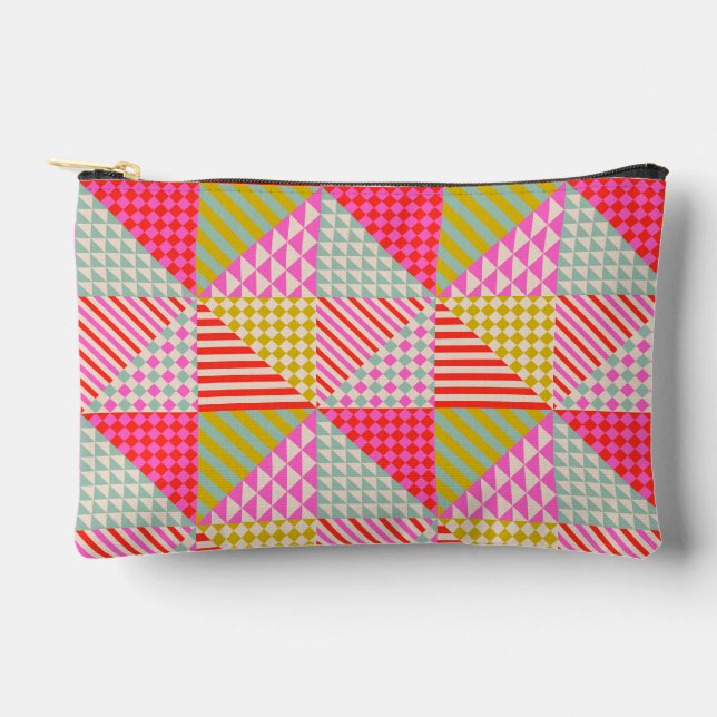 Colorful Patchwork Zipper Pouch | Makeup Bag (Front)