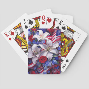 Colorful Patriotic Floral Design Graphic Poker Cards