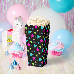 Colorful Pattern 90s Retro Birthday Party Popcorn Favor Boxes