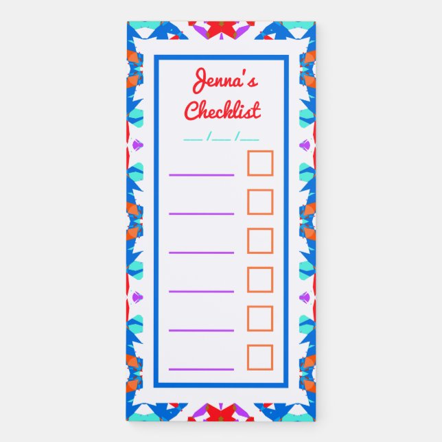 Colorful Pattern Adult ADHD Checklist Planner  Magnetic Notepad (Front)