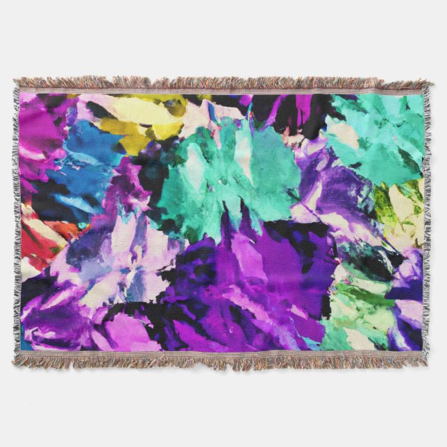Colorful Pattern Artwork Throw Blanket (Front)