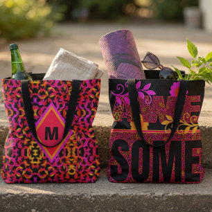 Colorful Pattern Bag With The Text Awesome