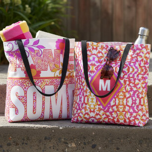 Colorful Pattern Bag With The Text Awesome