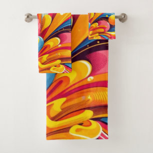 colorful pattern bath towel set
