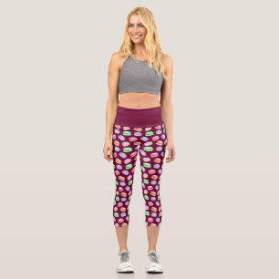 Colorful Pattern Cookies Macarons Dessert Capri Leggings
