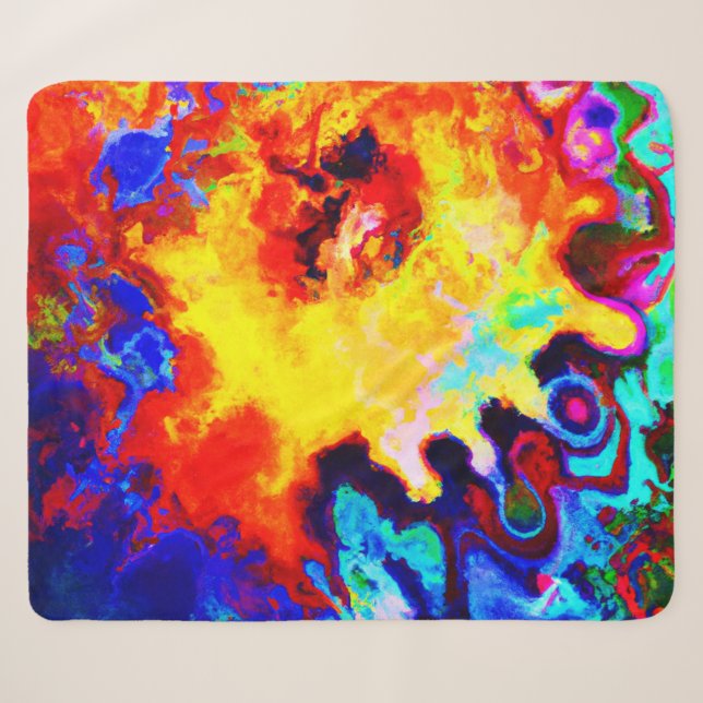 Colorful Pattern Explosion Sherpa Blanket (Front (Horizontal))