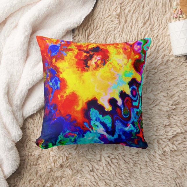 Colorful Pattern Explosion Throw Pillow (Blanket)