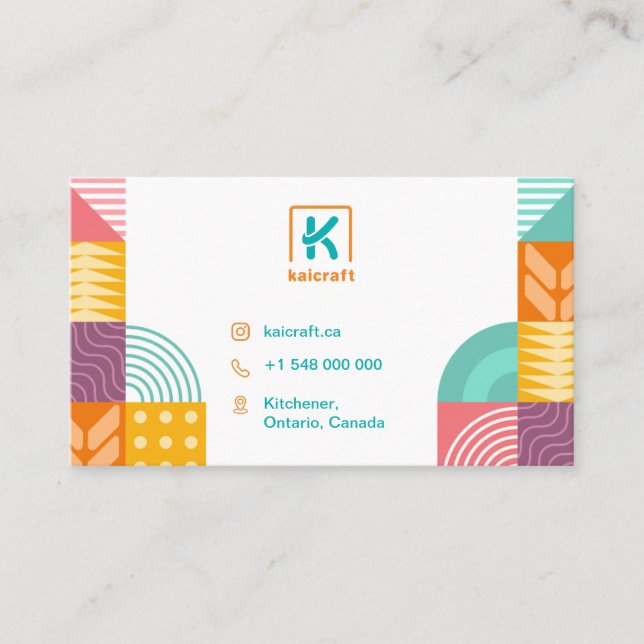 Colorful Pattern For Arts and Craft Business Card (Front)