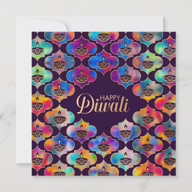 Colorful pattern Happy Diwali  Card (Front)