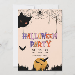 Colorful Pattern Happy Halloween Party Invitation