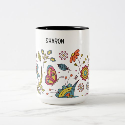 Colorful Pattern Mug with Personalized Name