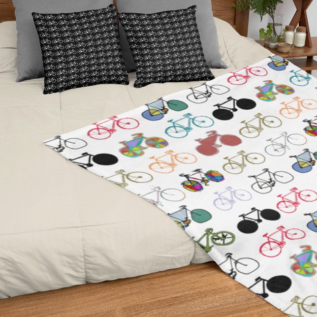 Colorful Pattern of Bicycles Fleece Blanket (Creator Uploaded)