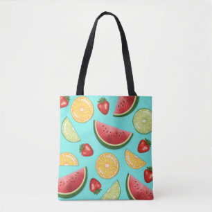 Colorful Pattern Of Citrus Melon Strawberry Fruits Tote Bag