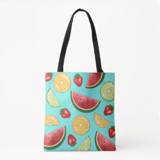 Colorful Pattern Of Citrus Melon Strawberry Fruits Tote Bag