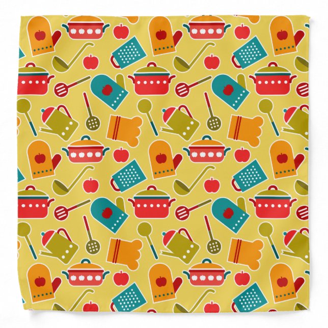 Colorful pattern of kitchen utensils bandana (Front)