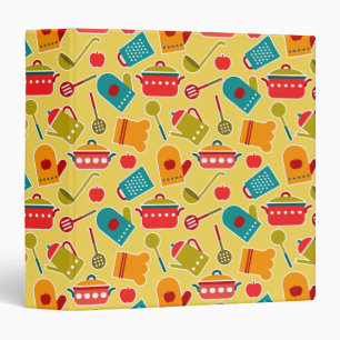 Colorful pattern of kitchen utensils binder