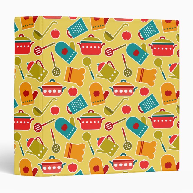 Colorful pattern of kitchen utensils binder (Front/Spine)