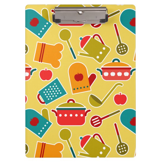 Colorful pattern of kitchen utensils clipboard (Front)