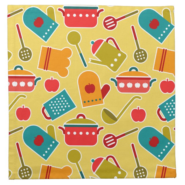 Colorful pattern of kitchen utensils cloth napkin (Front)