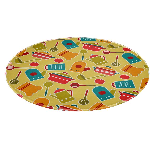 Colorful pattern of kitchen utensils cutting board (Corner)