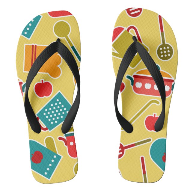 Colorful pattern of kitchen utensils flip flops (Footbed)