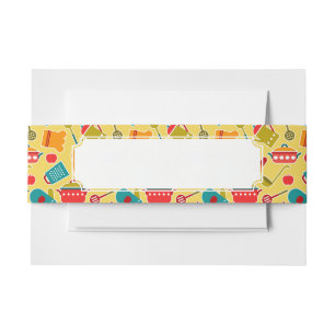 Colorful pattern of kitchen utensils invitation belly band