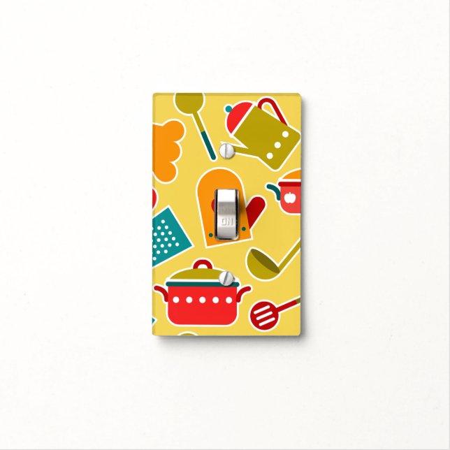 Colorful pattern of kitchen utensils light switch cover (In Situ)