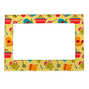 Colorful pattern of kitchen utensils magnetic photo frame