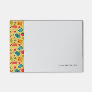 Colorful pattern of kitchen utensils post-it notes