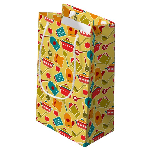 Colorful pattern of kitchen utensils small gift bag (Back Angled)