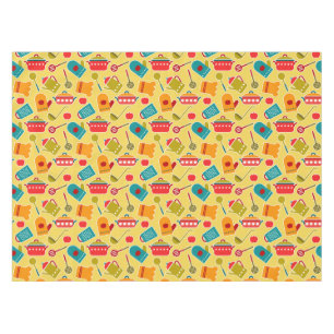 Colorful pattern of kitchen utensils tablecloth
