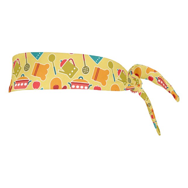 Colorful pattern of kitchen utensils tie headband (Rotate 90)