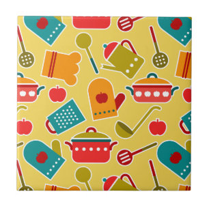 Colorful pattern of kitchen utensils tile