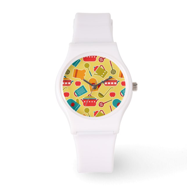Colorful pattern of kitchen utensils watch (Front)