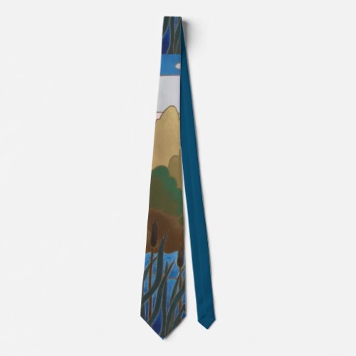 colorful pattern of landscape abstract art neck tie