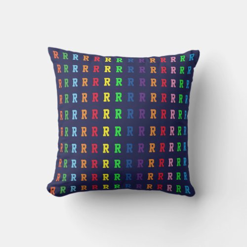 Colorful Pattern of Name Initial Letters Outdoor Pillow