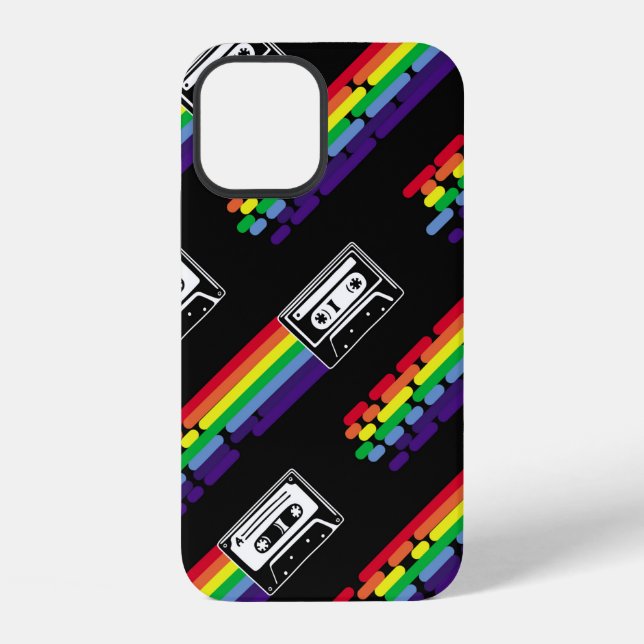 Colorful pattern on black background. Compact cass Iphone Case (Back)