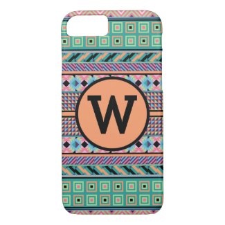 Colorful Pattern (Personalize Monogram Letter) iPhone 7 Case