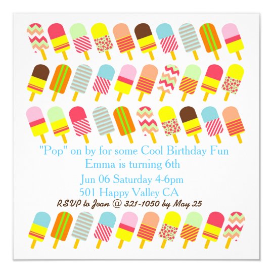 colorful pattern popsicle cool party invitation zazzle com