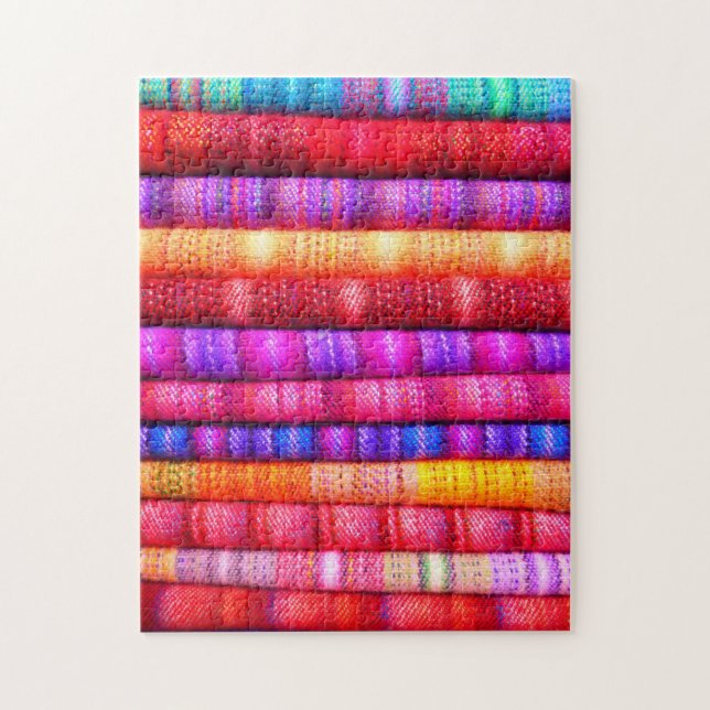 Colorful Pattern Puzzles Traditional Woven Textile (Vertical)
