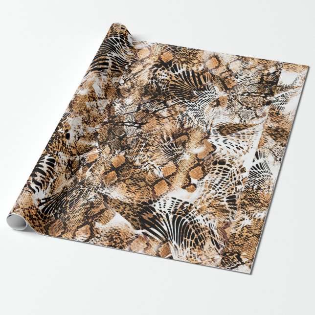 Colorful Pattern Study, Leopard, Zebra, Camouflage Wrapping Paper (Unrolled)