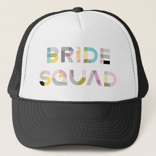 Colorful Pattern Typography Modern Bride Squad Hat