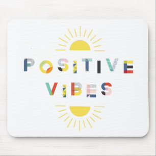 Colorful Pattern Typography Positive Vibes Modern Mouse Pad