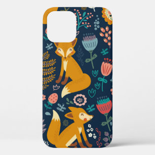 Colorful pattern with a foxfox,pattern,forest,fall iPhone 12 case