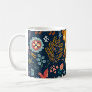 Colorful pattern with a foxfox,pattern,forest,fall coffee mug
